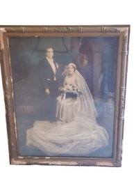 Antique Framed Wedding Couple Photograph