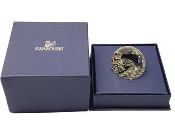 Swarovski Crystal SCS Collector Society Paperweight Black Swan Faceted Ball With Original Box