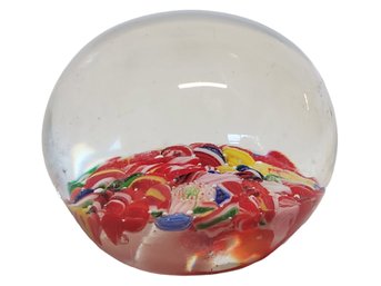 Vintage Glass Millefiore Murano Style Colorful Paperweight