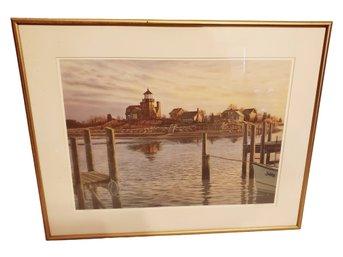 Framed Signed Bruce B. Dumas 9 Of 200 Snug Harbor Light Fine Art Print