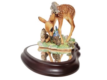 1988 Franklin Mint Nature's Mirror Susan Eaton Porcelain Deer Figurine With Wood Base In Original Box