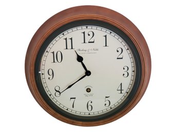 Sterling & Noble Clock Company No 9 Wood & Metal Round Wall Clock  Battery Operated