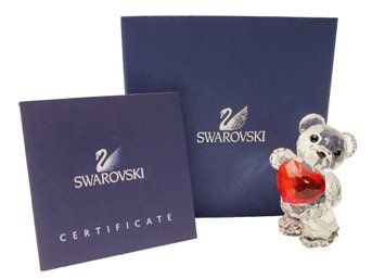 Beautiful SWAROVSKI Austria A Heart For You Teddy Bear With Red Heart Figurine With Original Box