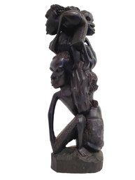 Vintage Ebony Tree Of Life African Carved Statue Figurine