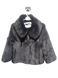 Ladies Pasha & Jo New York Size XL Black Dyed Rabbit Fur Short Coat