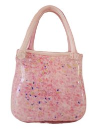 Pretty In Pink - Vintage Murano Pink Speckled Hand Blown Art Glass Purse
