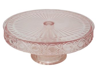 Beautiful Vintage Pink Depression Glass Pedestal Cake Plate