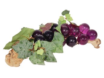 Vintage Large Cluster Purple Acrylic Lucite Grapes, Vines On Driftwood