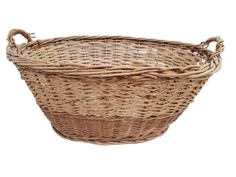 Vintage Handled Woven Wicker Rattan Laundry Basket