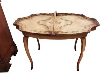 Hand Painted Antiqued Florentine Look Wood Tray Table