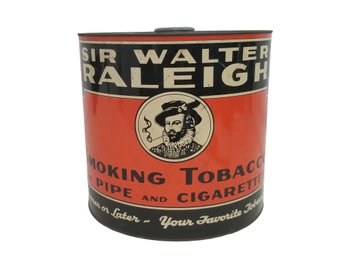 Large Vintage Sir Raleigh Tobacco Tin