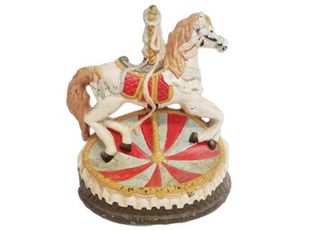 Vintage Cast Iron Carousel Horse Painted Door Stop