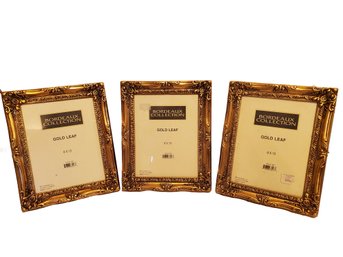 Three New Bordeaux Collection Gold Painted Carved Wood 8x10 Wall Or Easel Back Picture Frames