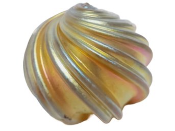 Vintage Zephyr Studios (?) Art Glass Swirl Iridescent Paperweight