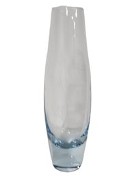 Pretty Pale Blue Daisy Florel Etched 11' Bud Vase