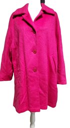 Marisa Minicucci Size 8 Fuschia Pink Mohair Wool Blend Coat - Made In Canada