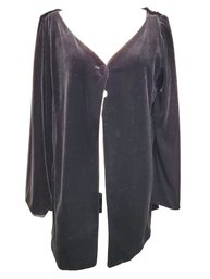 Ladies Emanuel Ungaro Size 12 / 46 Black Velvet Long Sleeved Drape Top Jacket