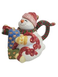 Adorable Fitz & Floyd Classics Frosty Folks Ceramic Whimsical Snowman Tea Pot