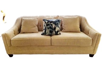 Very Nice FLEXSTEEL Light Beige Sofa With Two Matching Down Filled Accent Pillows