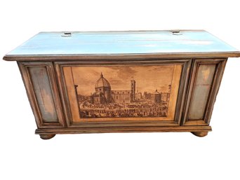 Small Wood Painted Storage Chest Truck - Vue Metropolitaine Florence Italy