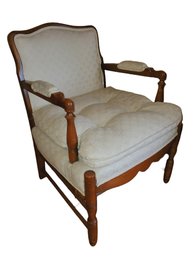 Vintage Cream Upholstered High Back Wing Chair