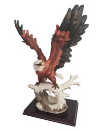 Leonardo Collection Ceramic Bald Eagle On Snow Covered Branch Statue