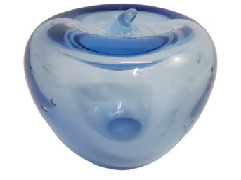 Pale Blue Blown Glass Apple Paperweight