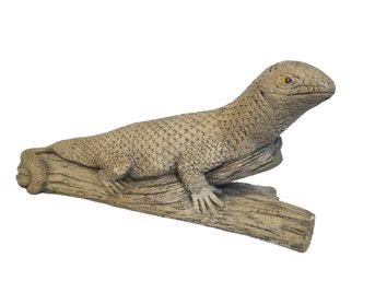 Ceramic Monitor Lizard On A Log Statue Sculpture