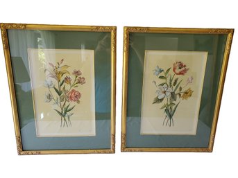 Two Vintage Framed Botanical Framed & Matted Wall Art