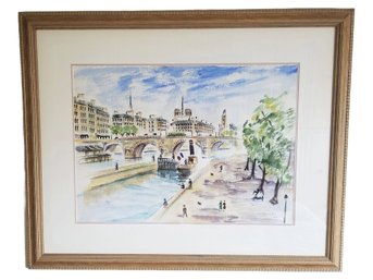 Lovey Framed Vintage Painting Of First Edunder Of Paris - Arist Signed