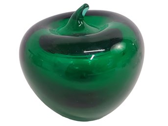 Emerald Green Blown Glass Apple Paperweight