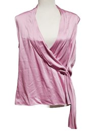 NWT Linda Allard Ellen Tracy Size 12 Pale Pink Silk Wrap Sleeveless Blouse