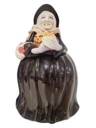 Vintage 1987 FF Fitz & Floyd Ceramic Witch Hand Painted Cookie Jar In Original Box