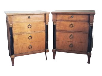 Pair Of Vintage Baker Furniture Night Stands With Locks & Keys