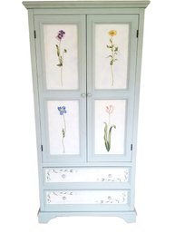 Very Pretty Hand Painted Armoire With Raised Panel Trim Doors 72' High