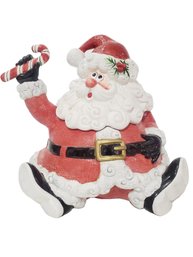 Vintage Fitz & Floyd Essentials Yuletide Holidays Sitting Santa Claus Hand Painted Ceramic Cookie Jar