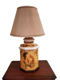 Vintage MCM Hand Painted Oriental Yellow Table Lamp - Works!