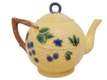 Vintage Tiffany & Co Portugal Yellow Blackberry Basketweave Teapot With Lid