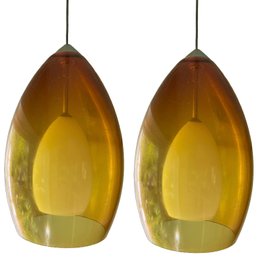 A Pair Of Tech Lighting Low Voltage Orange Glass Pendants - 2 Of 2 - Art Gallery