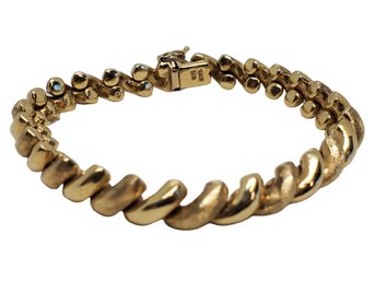 Ladies Vintage 14K Yellow Gold San Marco Style Bracelet - Alternating Textured Links - 10.4 DWT  (Bag 1)