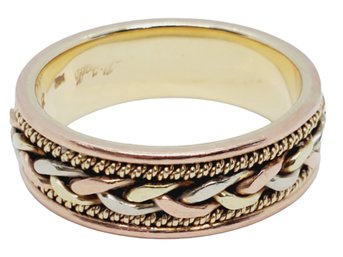 Hand Woven Tri Color 14K Gold Wedding Band Size 9.5 From Michael's - 5.5 DWT (bag 2)