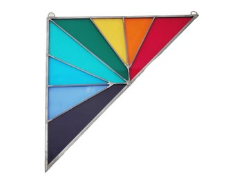 Colorful Vintage Stained Glass Window Wall Art - Triangle Shaped