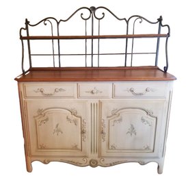 Vintage 1990's Ethan Allen French Country Legacy Sideboard Buffet Hutch Baker's Rack