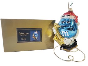 2001 Kurt Adler Polonaise Collection M&M I'm Bluehand Blown Glass Christmas Ornament Made In Poland(Lot DD)