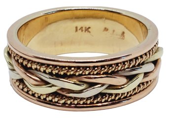 Very Nice 14K Tri Color Gold Wedding Band - Size 9.5 / Weight 6.8 DWT