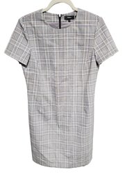 Ladies THEORY Size 6 Jatinn Multi Window Check Stretch Wool Dress Gray