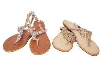 Two Pairs Never Worn Ladies Madden & Carrini Sparkly Size 9 Sandals