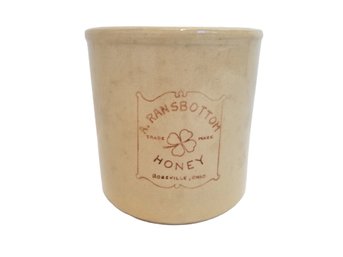 1960's Ransbottom Honey Roseville, OH Two Gallon Stoneware Pottery Crock