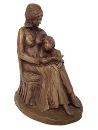 1976 Bronze Overlay Mother Reading To Child Doreen Kern Sculpture Figurine