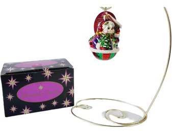 Christopher Radko Little Gems A Festive Pair 2 Sided Hand Blown Santa & Snowman Christmas Ornament W/ Box(HH)